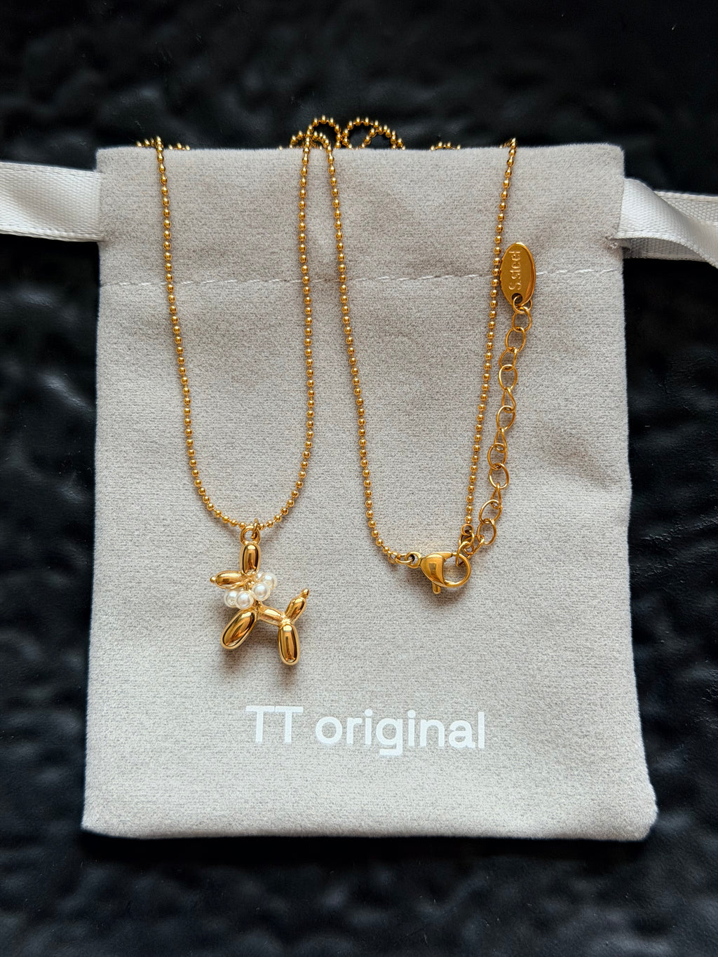 TT original-necklace-Gold beaded necklace | Healing puppy necklace | Pet lovers | Cute style | Pet-themed necklace | Popular pearl puppy design