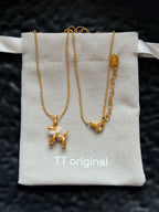TT original-necklace-Gold beaded necklace | Healing puppy necklace | Pet lovers | Cute style | Pet-themed necklace | Popular pearl puppy design