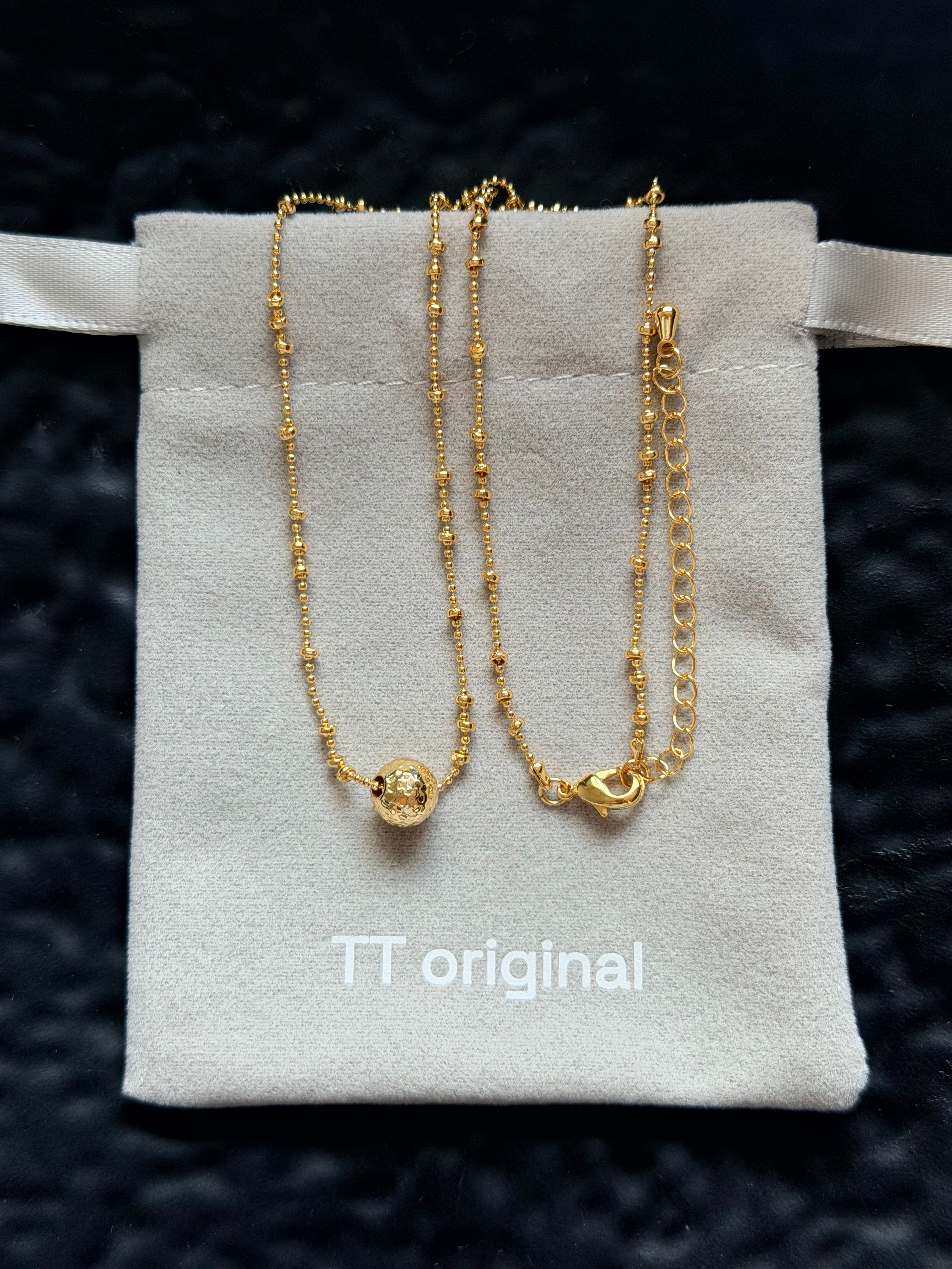 TT original-necklace-Versatile Ins style | Gold beaded pendant necklace | Collarbone necklace for students | Japanese-style niche design | A touch of understated luxury for everyday wear