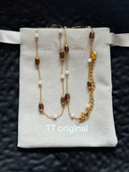 TT original-necklace-Simple and elegant layered necklaces for women | Everyday wear | High-end pearl necklace | Brown crystal necklace