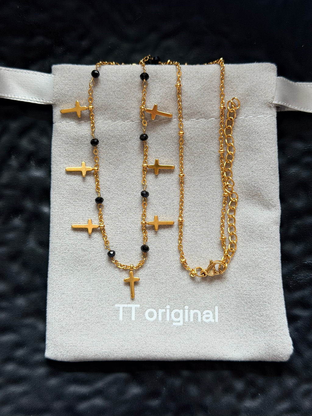 TT original-necklace-Gothic French Fashion Women's Jewelry | Simple Gold Cross Pendant Necklace | Unique Religious Fashion Necklace | Trendy Black Gold Necklace