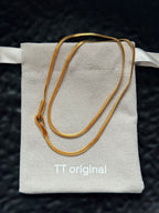 TT original-necklace-Basic layering style | Unisex | Simple gold flat snake chain | European and American style metal necklace | Minimalist clavicle chain | Niche and understated style