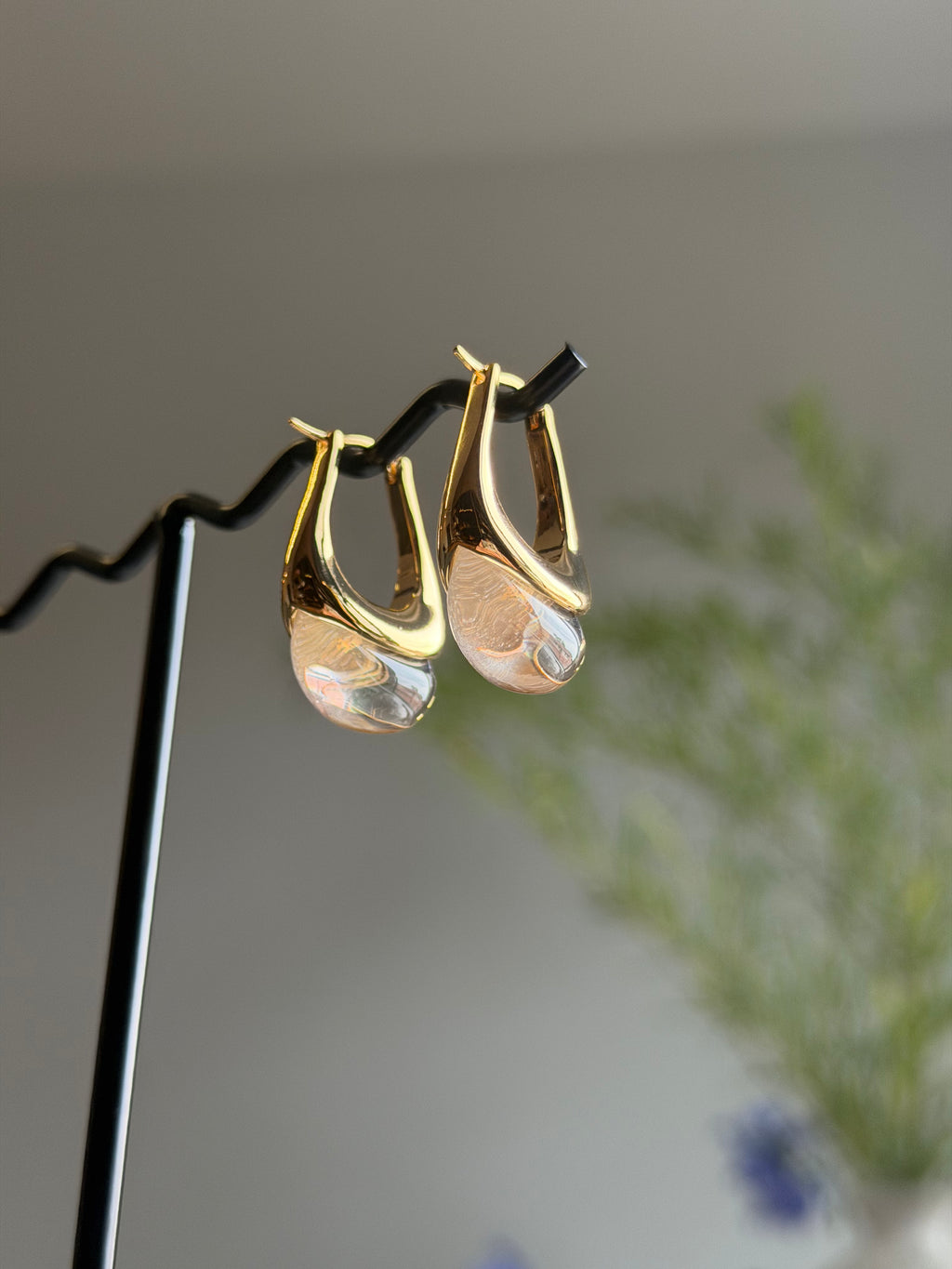 TT original-earring-Gold Clear Crystal Earrings | Modern Minimalist | Simple Teardrop Earrings | Everyday Elegant Jewelry