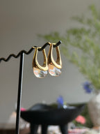 TT original-earring-Gold Clear Crystal Earrings | Modern Minimalist | Simple Teardrop Earrings | Everyday Elegant Jewelry