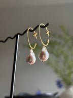 TT original-earring-Vintage Baroque Pearl Gold Hoop Earrings | Premium Finish | Niche Designer Jewelry