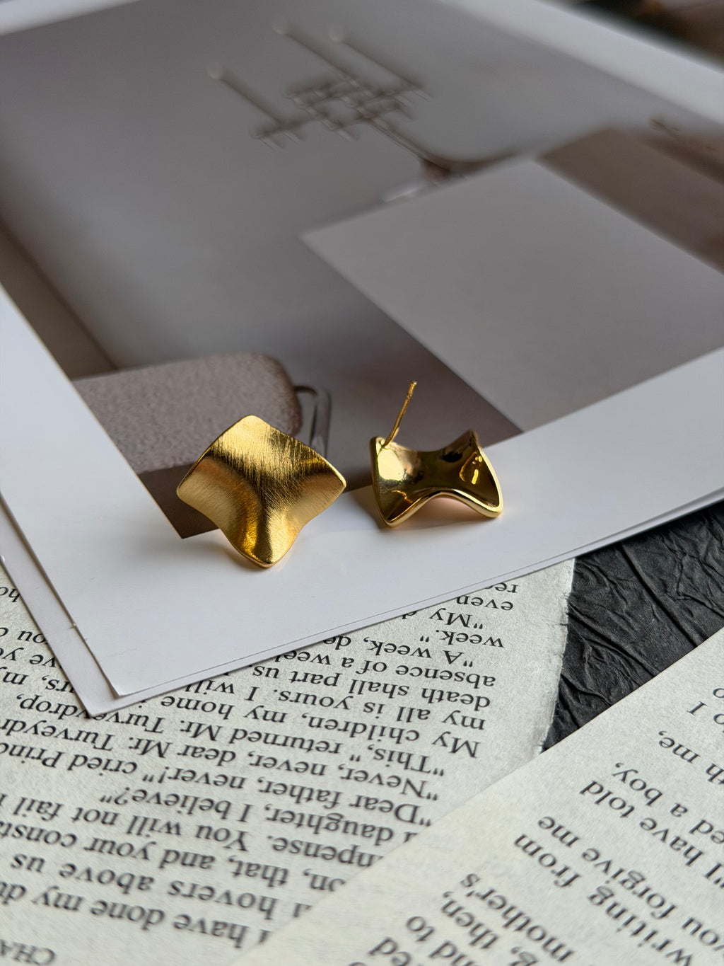 TT original-earring-Women's Gold Geometric Stud Earrings | Elegant Everyday Wear | Brushed Metal Jewelry | 2026 Fashionable Jewelry