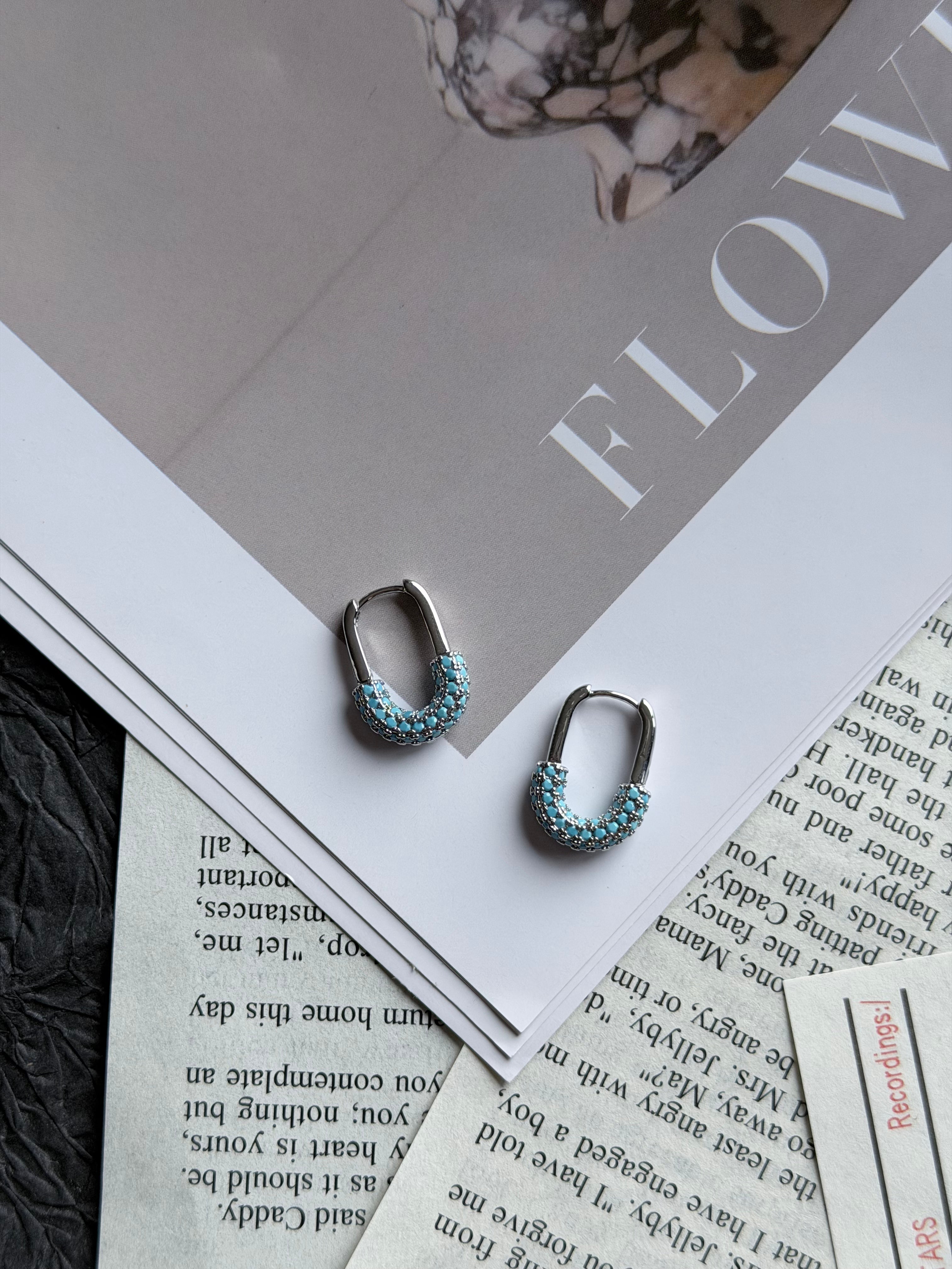 TT original-earring-Women's Turquoise Hoop Earrings | Stylish and Petite | Bohemian Style | Minimalist Jewelry