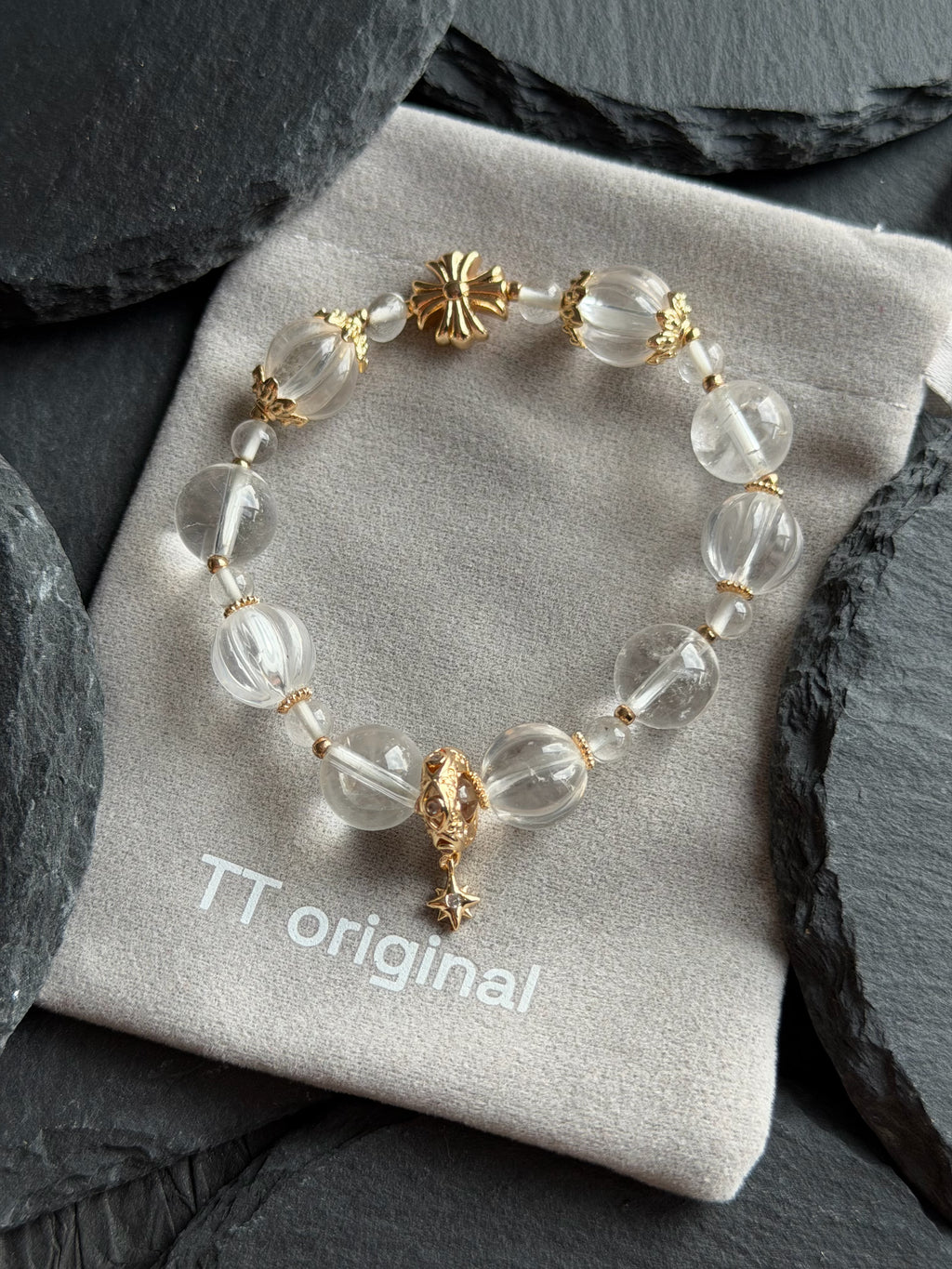 TT original-bracelet-Clear white crystal bracelet | Niche luxury style | Best friend gift | Versatile everyday bracelet for girls | Minimalist style bracelet | Artistic and clear style bracelet