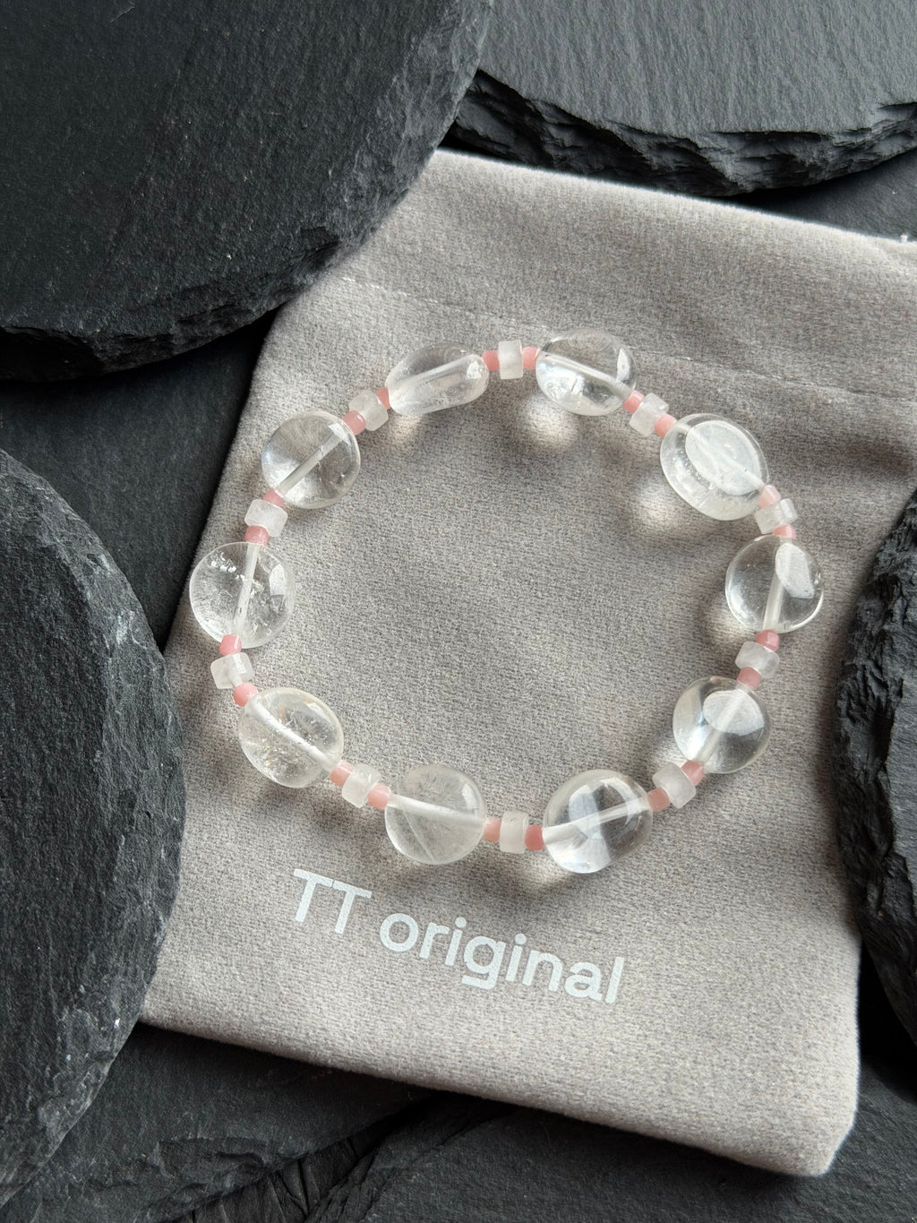TT original-bracelet-White crystal bracelet | Elastic clasp design | Minimalist style | Energy symbol bracelet | Suitable for commuting and stacking.