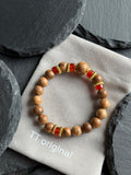 TT original-bracelet-Agarwood x Red Agate Bracelet | Simple and Versatile Elastic Bracelet | Gold Spacer Beads | A Zen-Inspired Unisex Bracelet