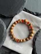 TT original-bracelet-Agarwood x Red Agate Bracelet | Simple and Versatile Elastic Bracelet | Gold Spacer Beads | A Zen-Inspired Unisex Bracelet