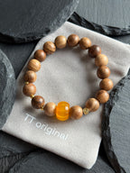 TT original-bracelet-Yellow chalcedony and agarwood bracelet | Elastic clasp-less design | Simple and elegant unisex jewelry | A perfect gift for elders | Suitable for everyday wear
