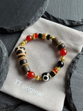 TT original-bracelet-Agate and Agarwood Bracelet | Elastic Bracelet Without Buckle | Dzi Bead Bracelet | Totem Bead Bracelet | Unique Ethnic Style Lucky Bracelet | Suitable for Both Men and Women