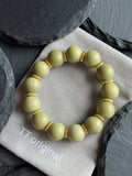 TT original-bracelet-12mm Alashan Stone Bracelet | Elastic Bracelet Without Buckle | Olive Green Beads + Gold Spacer Beads | Unisex Natural Stone Bracelet