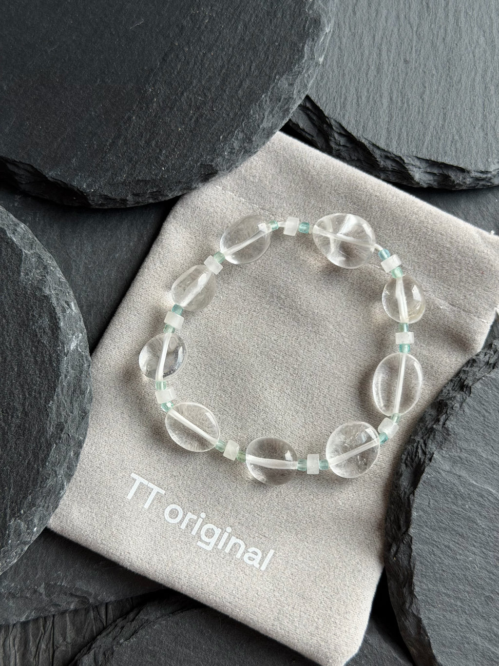 TT original-bracelet-White crystal bracelet | Elastic clasp design | Minimalist style | Energy symbol bracelet | Suitable for commuting and stacking.