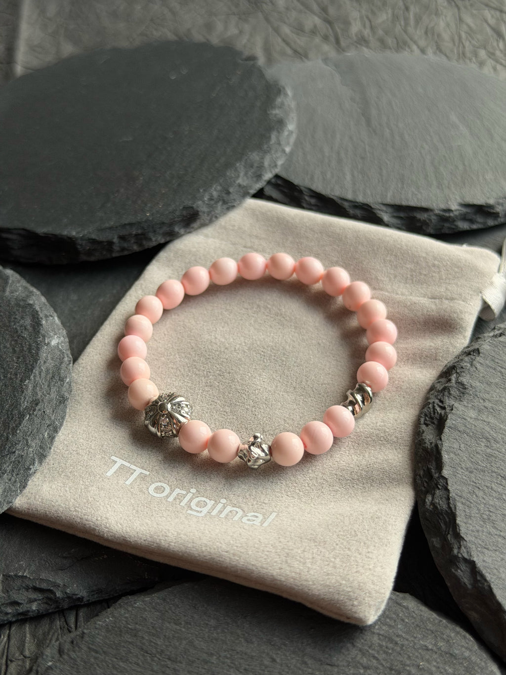 TT original-bracelet-Pink seashell beaded bracelet | Women's elastic bracelet | Niche luxury | Stackable | Gentle and versatile everyday bracelet