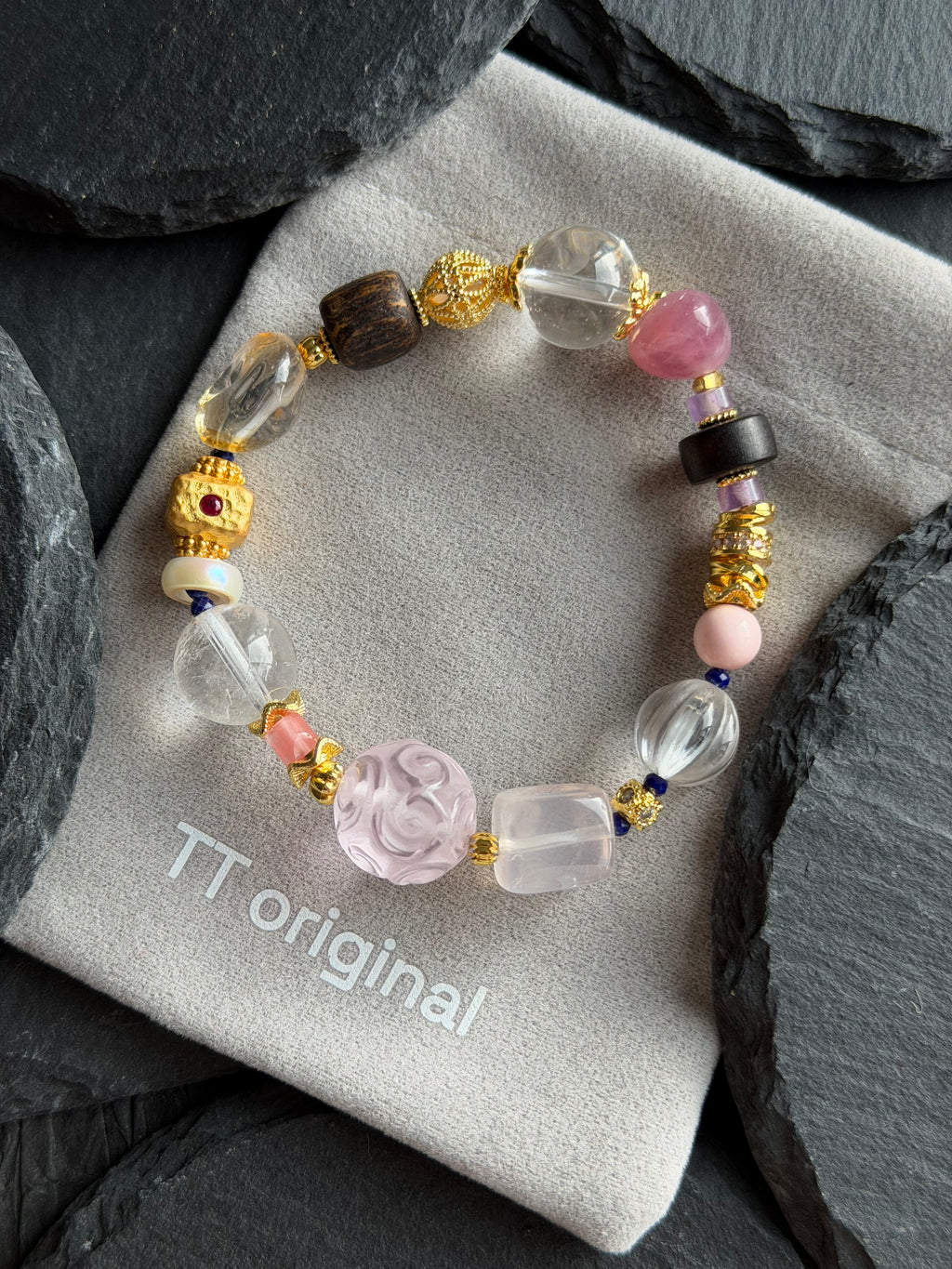 TT original-bracelet-Natural Crystal Multi-Gemstone Bracelet | Vintage Mixed-Style Crystal Bracelet | Luxury Handmade Crystal Bracelet | Multi-Element Mix and Match | High-End Handmade Beaded Bracelet