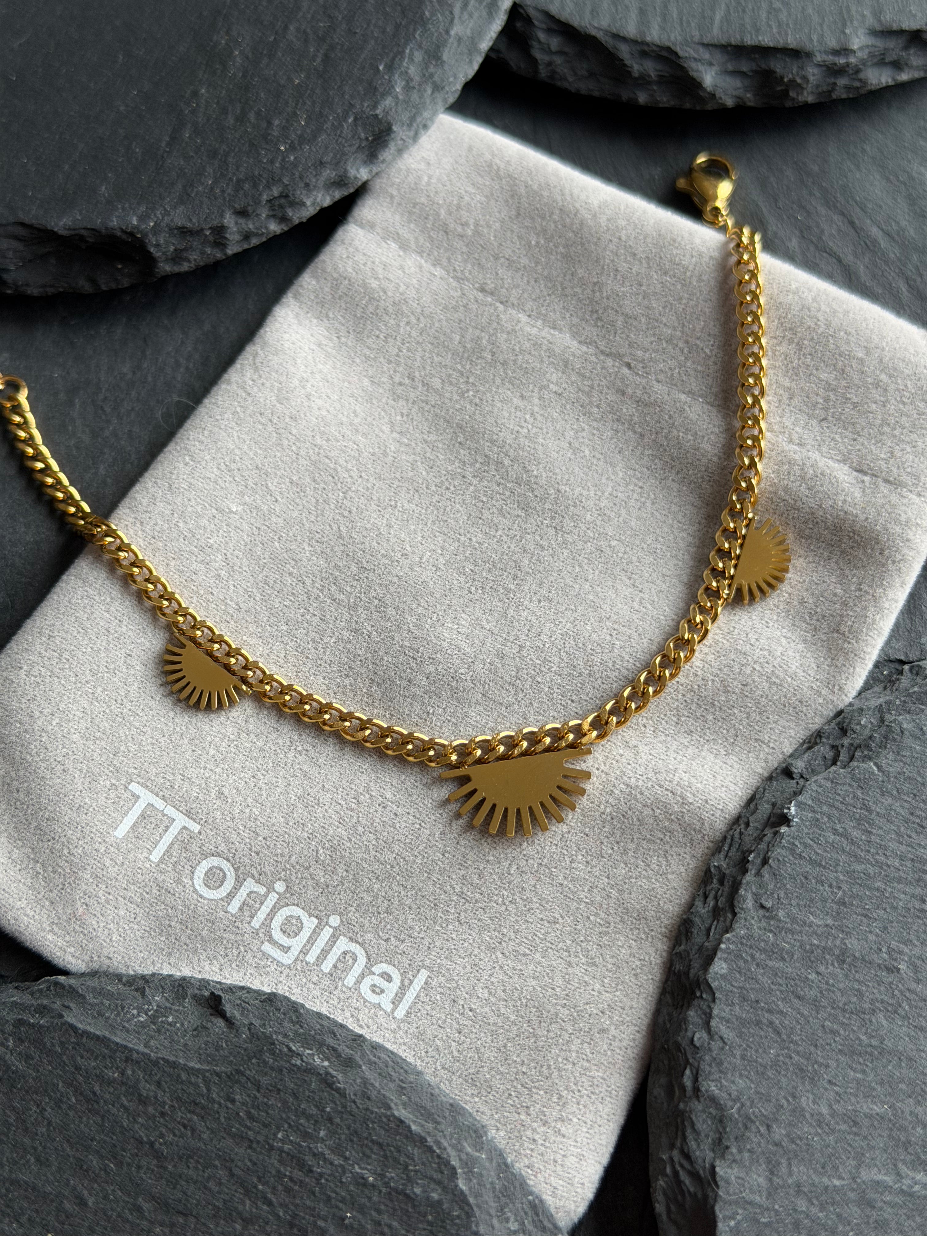 TT original-bracelet-Minimalist Sun Bracelet | Niche Design Totem Bracelet | Evil Eye Amulet | Versatile Thin Chain for Commute | Vintage Distressed Gold Jewelry