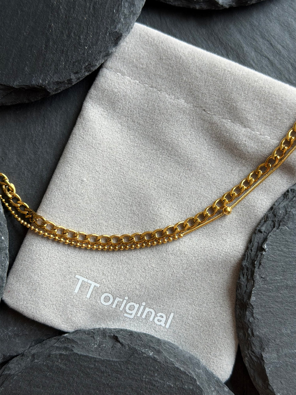 TT original-bracelet-Cuban chain mixed style double-layer bracelet | High-end jewelry | High-end stacking accessory | Patchwork bracelet | Unisex double-layer chain