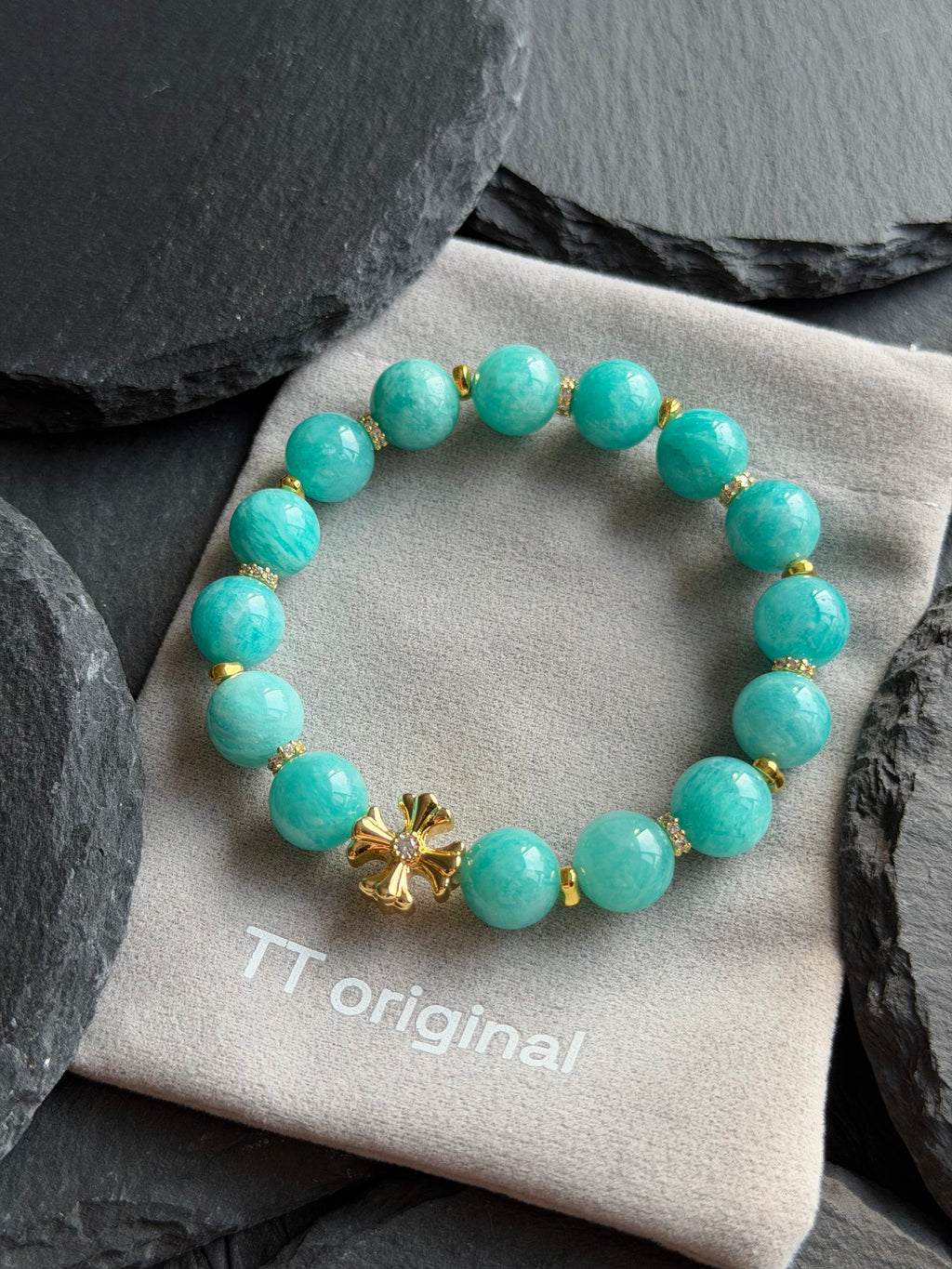 TT original-bracelet-Natural Crystal Amazonite | Refreshing Colorful Natural Stone Bracelet for Summer | Fresh Tiffany Blue Bracelet | Artistic and Fresh Style | Summer Vacation Style | Refreshing Blue-Green Beaded Bracelet