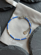 TT original-bracelet-Beach vacation style | Blue beaded accessories | Fresh summer blue bracelet | Artsy and minimalist blue bangle |