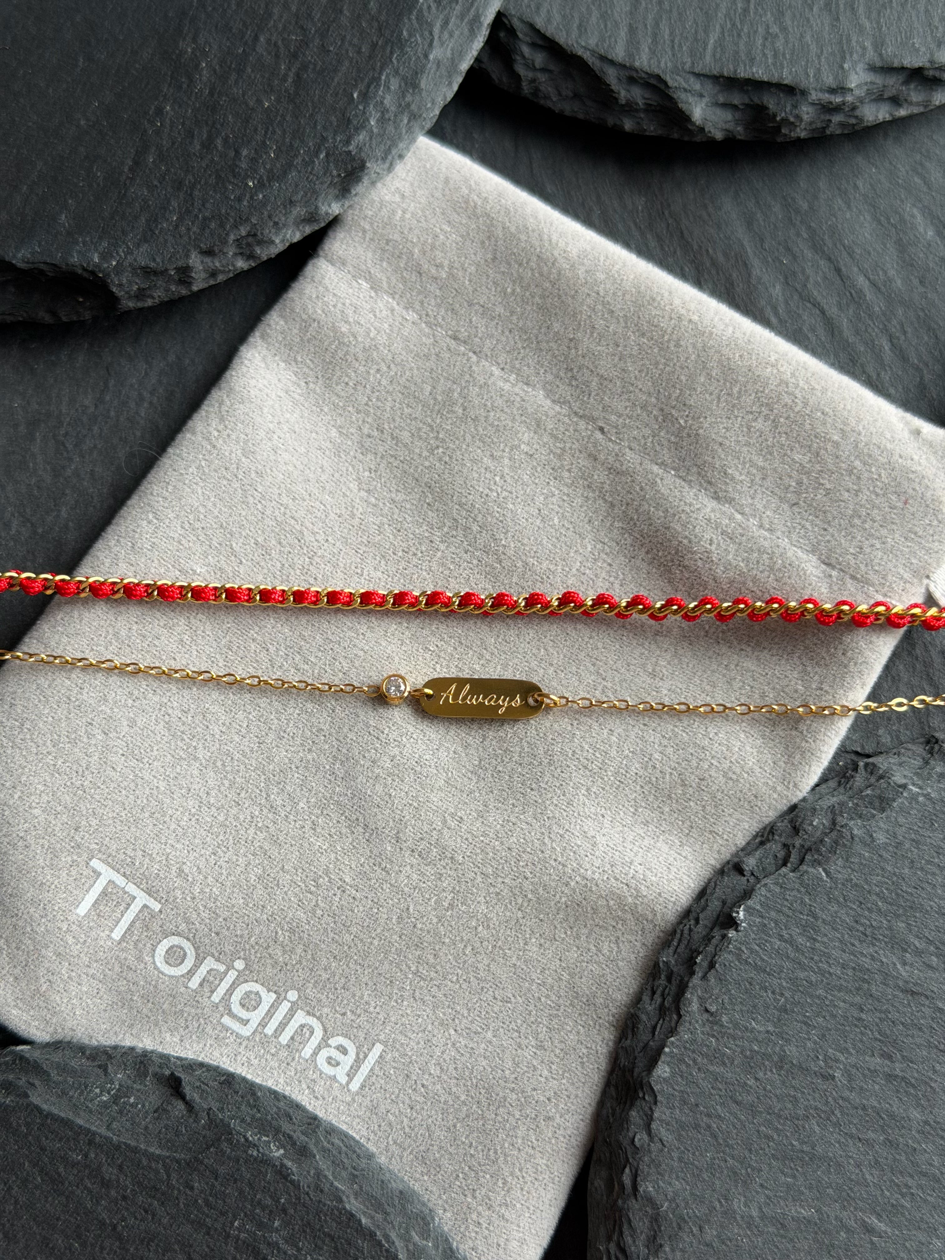 TT original-bracelet-Lucky Red String Bracelet | Meaningful Gift for Friendship and Couples | Double-Layer Gold Chain Bracelet | Stylish and Matching Bracelet