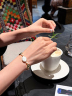 TT original-bracelet-Irregular Baroque Gold Coin Pearl Bracelet | Delicate gold accents, adjustable wristband
