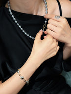 TT original-necklace-Silver-grey mother-of-pearl necklace | Timeless women's pearl jewelry, suitable for both work and evening occasions.