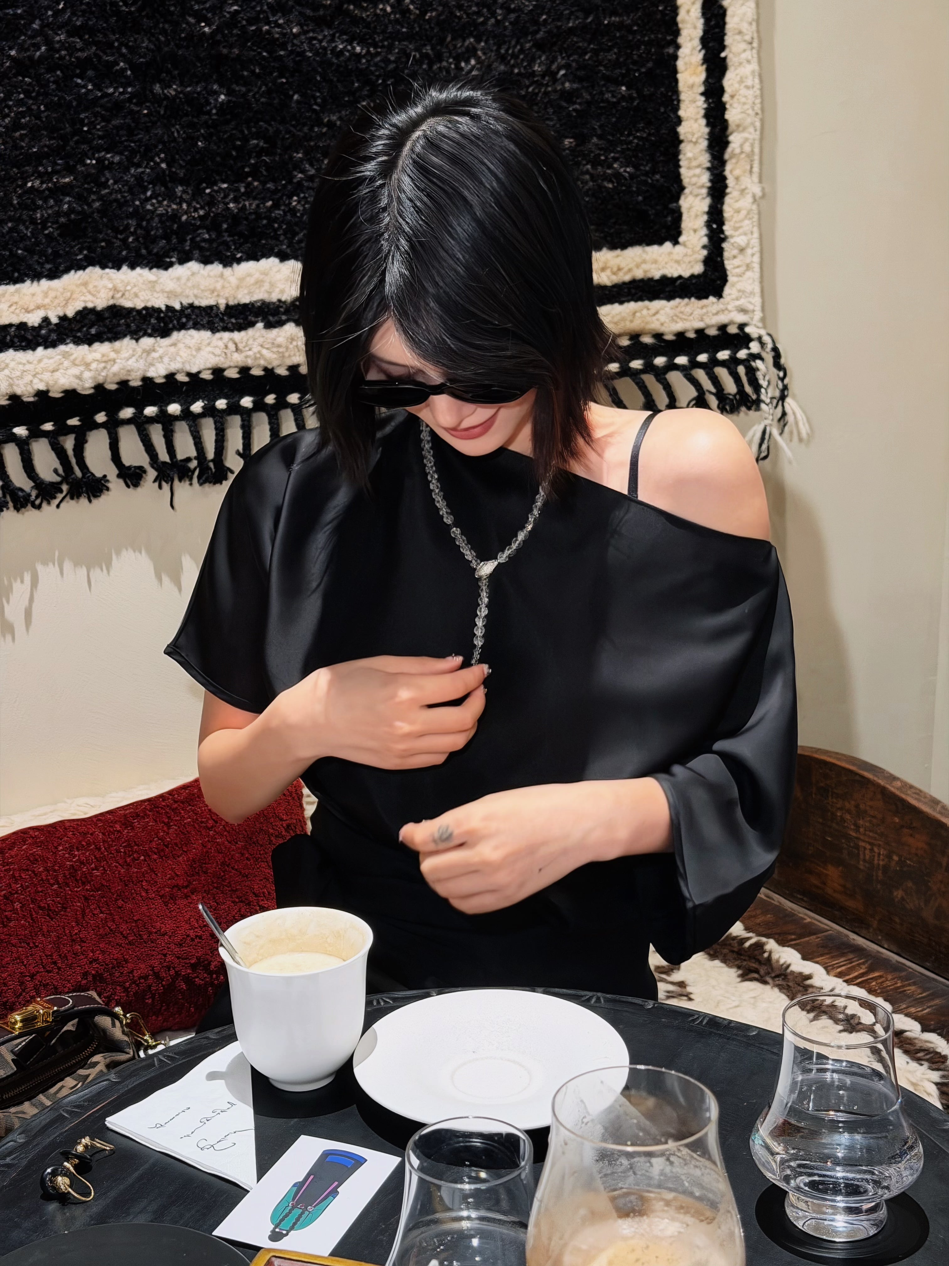 TT original-necklace-Natural Crystal Y-Shaped Necklace | Serpent Necklace | Dinner/Date Jewelry | Crystal Energy Necklace | Vintage Elegant Luxury Crystal Long Chain