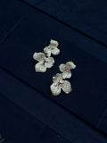 3D flower earrings with sparkling crystal petals