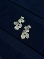 3D flower earrings with sparkling crystal petals