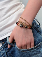 TT original-bracelet-Agate and Agarwood Bracelet | Elastic Bracelet Without Buckle | Dzi Bead Bracelet | Totem Bead Bracelet | Unique Ethnic Style Lucky Bracelet | Suitable for Both Men and Women