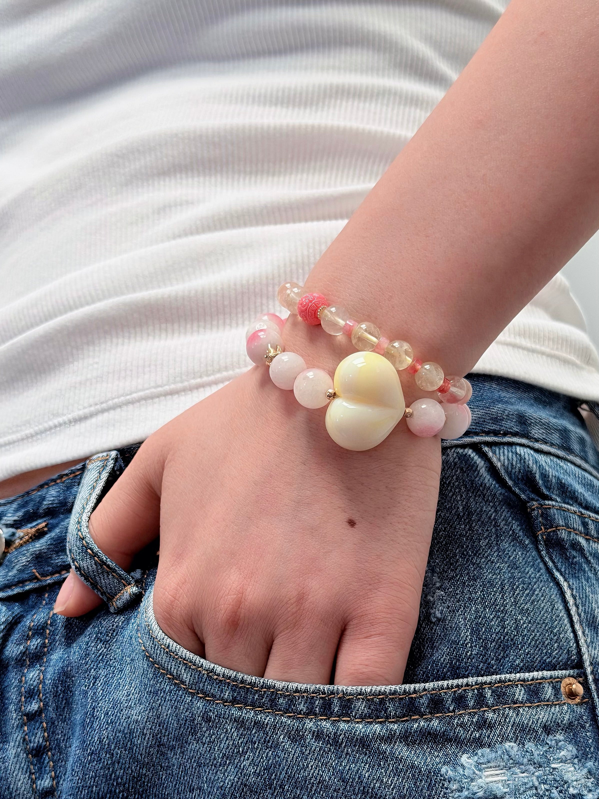 TT original-bracelet-Citrine Wealth-Attracting Bracelet | Elastic Bracelet Without Buckle | Natural Gemstone Energy Bracelet | Bracelet Symbolizing Wealth