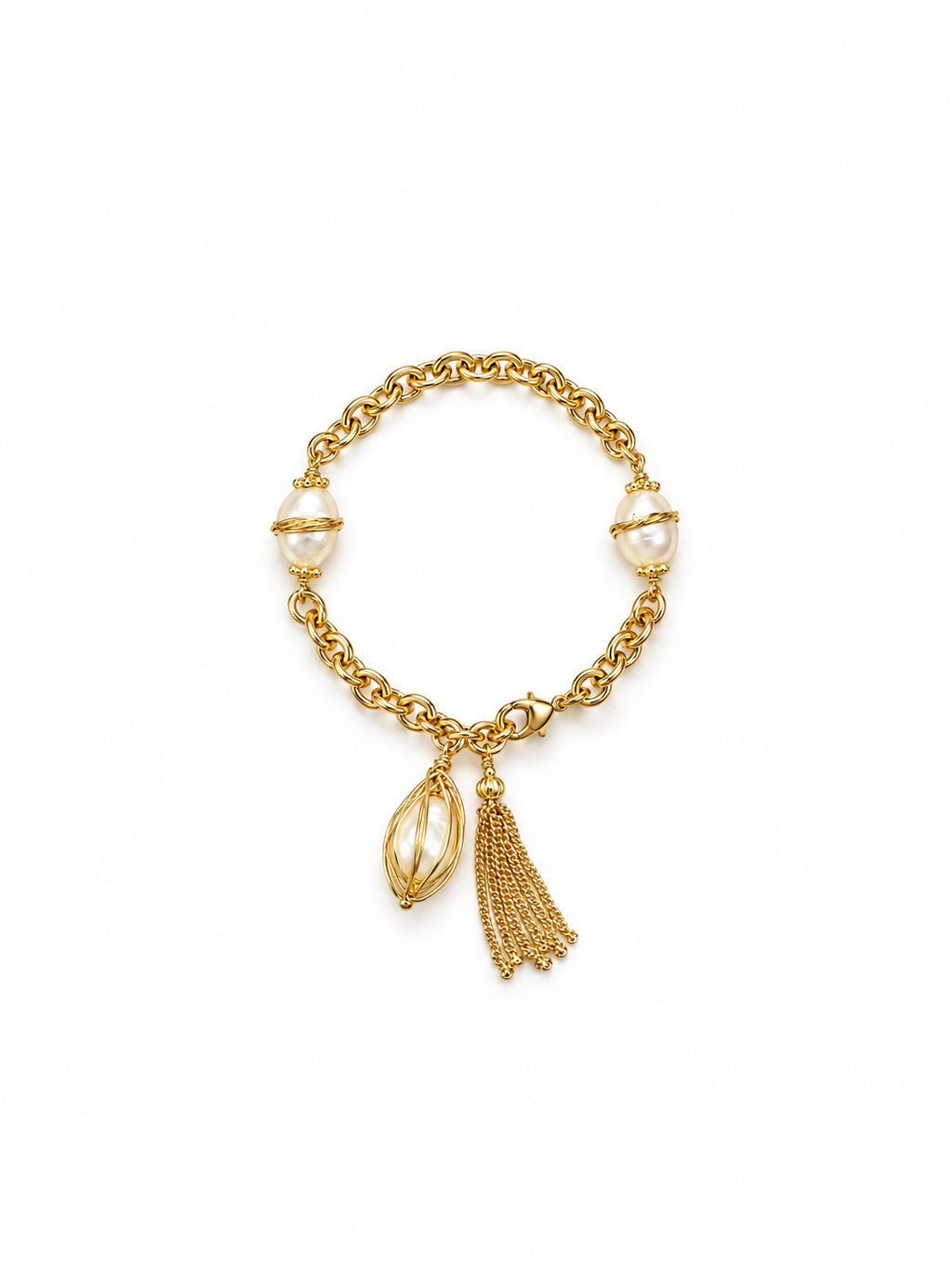 Gold Tassel Pearl Bracelet 