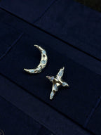 mismatched moon and star celestial earrings