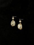 baroque pearl drop earrings with gold wire wrap