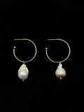 baroque pearl hoop earrings with gold hoops