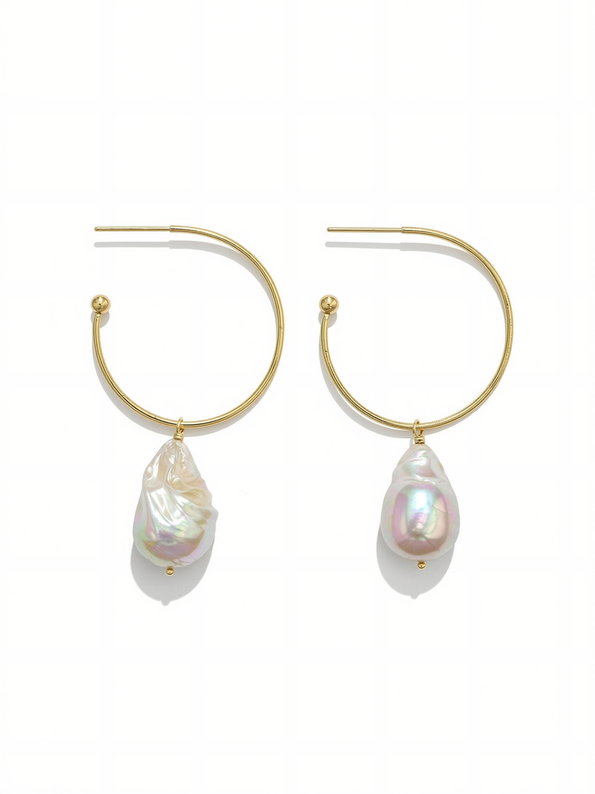 baroque pearl hoop earrings with gold hoops