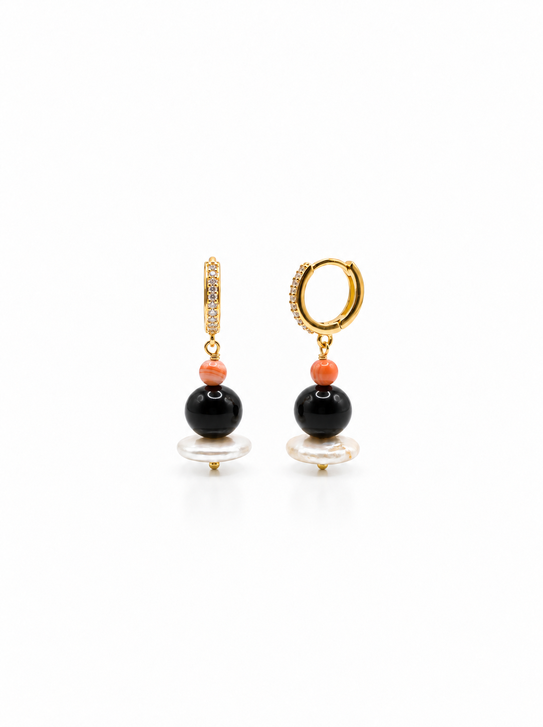 natural mother of pearl pieces on vintage earrings
