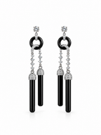 black silver tassel earrings with sparkling chain details