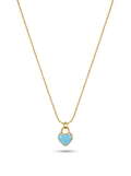 Blue heart pendant necklace with gold-tone chain