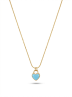 Blue heart pendant necklace with gold-tone chain