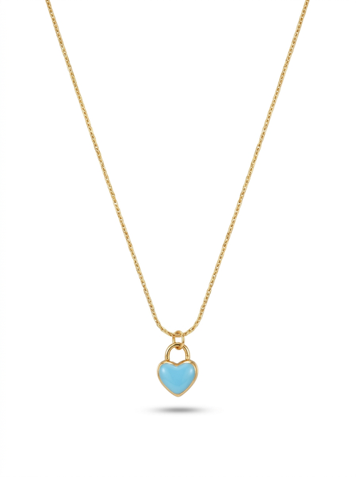 Blue heart pendant necklace with gold-tone chain
