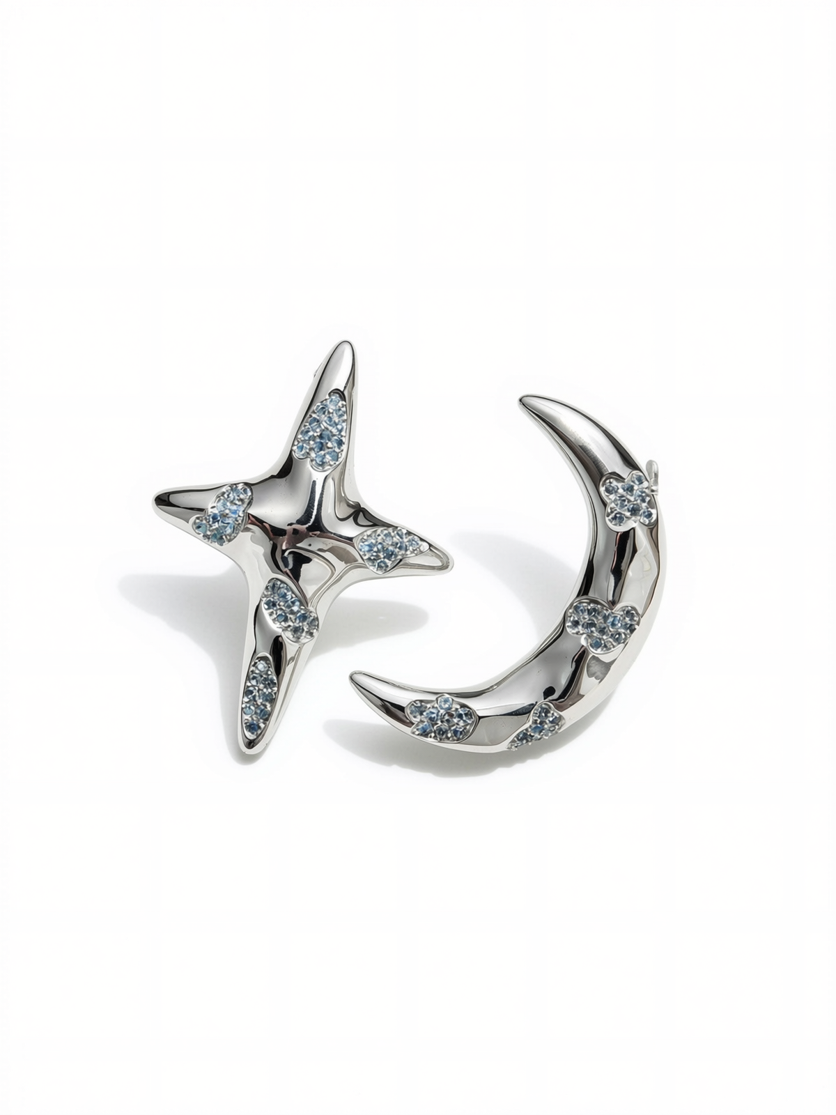 blue zircon celestial moon and star earrings for everyday styling