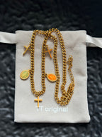 Chunky flat gold chain with cross details