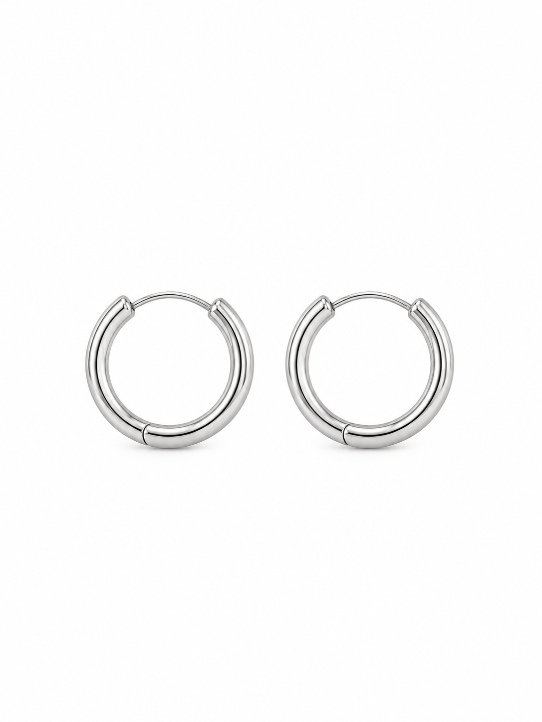 classic silver hoop earrings with polished finish