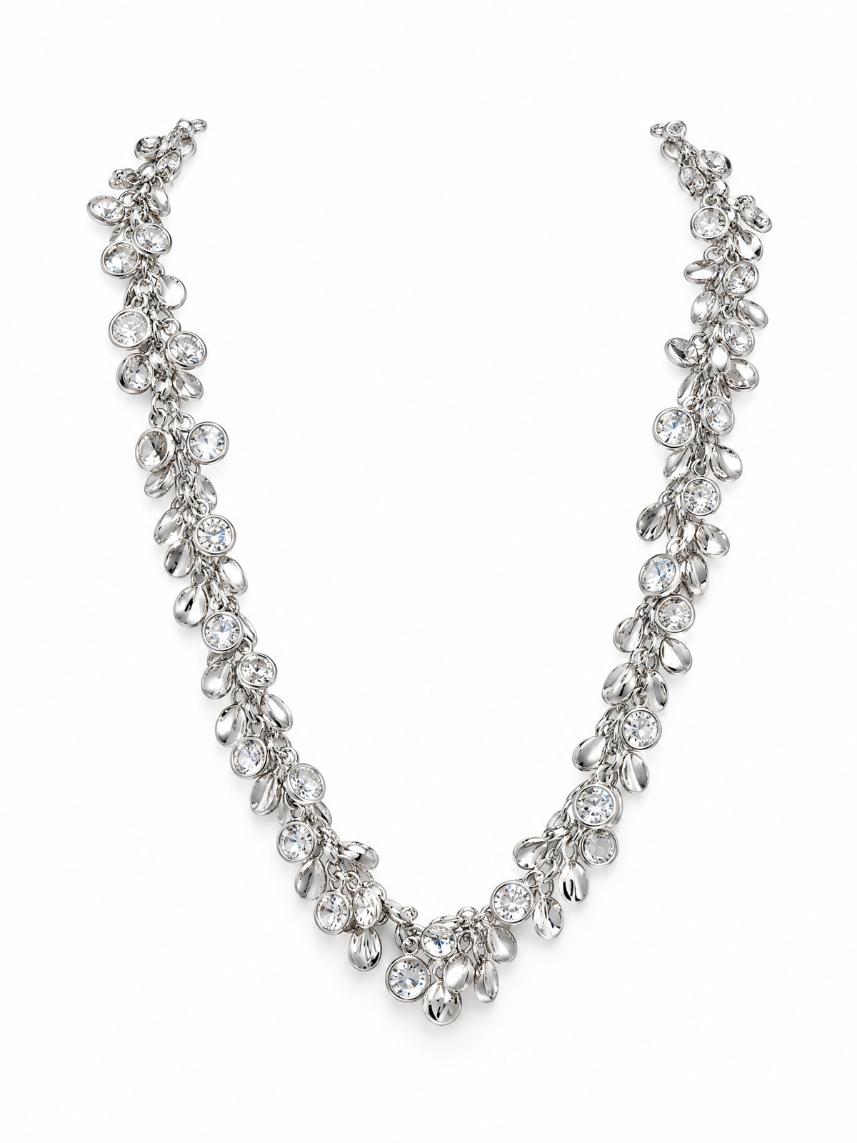 Sculptural bubble design on silver crystal necklace
