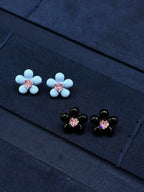 flower stud earrings with five petal design