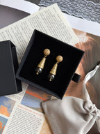 french vintage gold drop earrings front view