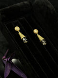 french vintage gold drop earrings with floral crystal pendant